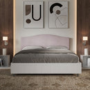 Letto Matrimoniale con Rete e Contenitore Alzata Comoda Struttura Bianco Frassico e Testata in Microfibra Grace Glicine Varie Misure