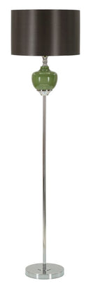 Lampada da Terra Eva One Ø40x160 cm in Vetro e Ferro e Tessuto Verde e Grigio      