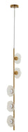 Lampadario Emily Verticale Vetro Trasparente 15x16x110 cm in Ferro e Vetro Oro e Trasparente