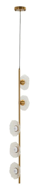 Lampadario Emily Verticale Vetro Trasparente 15x16x110 cm in Ferro e Vetro Oro e Trasparente      