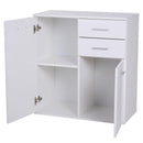 Mobiletto Cassettiera 2 Cassetti 2 Ante con Ripiano Regolabile in Legno Bianco 71x35x76 cm 