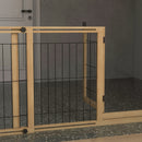 Cancelletto per Cani Estensibile 112-159x70 cm con Porta e 2 Pannelli in Legno Naturale      