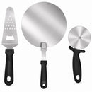 Set 3 Pezzi Accessori Pizza Spatola Pala e Taglierina Apribottiglie Integrato in Acciaio Inox Nero      