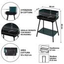 Barbecue a Carbone Carbonella Rettangolare 58x38x82 cm con Vassoio in Acciaio al Carbonio Verde      