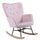 Poltrona Sedia Dondolo Relax Tessuto e Metallo Imbottita Design Moderno Rosa