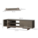 Mobile TV 160x35,6x44 cm con Armadietto e Mensola in Legno Grigio