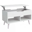 Tavolino da Caffè 75x40x58 cm con Piano Sollevabile e Spazio Nascosto Bianco Punzonato      