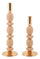 Porta Candele Shuttle Rosa Set 2 Pz Ø10x33,5 cm - Ø10x25 cm in Ferro Rosa e Oro