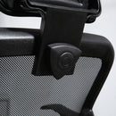 Sedia da Ufficio Ergonomica con Poggiatesta 63x62x106-114 cm in Poliestere e Acciaio Nero  