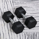 Set 2 Manubri Esagonali da 8 kg in Metallo e Gomma Nero      