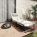 Lettino da Giardino 68x189x30 cm Pieghevole e Reclinabile con Tasca Laterale in Poliestere Beige      