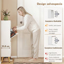 Scarpiera Salvaspazio Slim 99,4x23,8x106,6 cm per 12 Paia con Ante a Ribalta con Ripiani Regolabili in MDF Bianco      