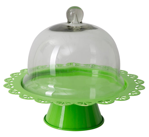 Porta Dolci Fan Verde Ø27,5x22,5 cm in Ferro e Vetro Verde acquista