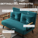 Divano Letto 2 Posti 102x73x81 cm in Tessuto Effetto Velluto Verde