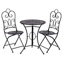 Set Bistrot Tavolo e 2 Sedie da Esterno in Ferro Nero Provence Breakfast      