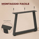Set 2 Gambe per Tavolo 60x10x43 cm Trapezoidali con 12 Fori e 12 Viti Capacità 75 kg in Acciaio Nero      