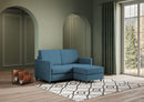 Divano 2 Posti con Pouf 158x145x85 cm Karay in Tessuto Avio