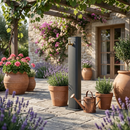 Fontana da Giardino Design a Colonna Ovale Rubinetto in Ottone Senza Base Antracite