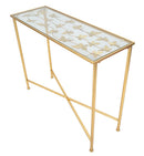 Console Butterflies Glass 100x35x80 cm in Ferro e Vetro Oro      