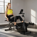 Cyclette da Casa Recumbent con 8 Livelli di Resistenza Magnetica Misurazione Pulsazioni Sellino Regolabile Nero      