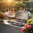 Doppia Piastra di Cottura con Cover Ompagrill Plancha Double 0468 Alimentazione a Gas GPL con Accensione Piezoelettrica in Acciaio Inox e Ghisa