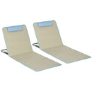 Set 2 Sdraio da Spiaggia 53x124x35-45 cm con Schienale Regolabile e Poggiatesta Beige e Azzurro   