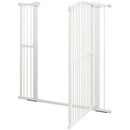 Cancellino per Cani Regolabile con 2 Estensioni 77-105x120 cm in Acciaio e Doppio Blocco Bianco