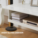 Mobile TV Sospeso fino a 65” 150x40x30 cm con Luce LED in Truciolato Bianco Lucido