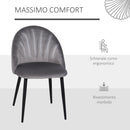 Set 2 Sedie Imbottite 50x54x79 cm in Velluto  Grigio