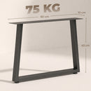 Set 2 Gambe per Tavolo 60x10x43 cm Trapezoidali con 12 Fori e 12 Viti Capacità 75 kg in Acciaio Nero      