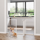 Cancelletto di Sicurezza per Animali Domestici 3 Estensioni Regolabile 74-148cm Chiusura Automatica Bianco