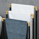 Portasciugamani 3 Barre 45x22,5x86 cm in Bambù e Metallo Nero