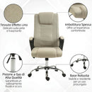 Sedia da Ufficio Ergonomica 62x76x110-119A cm Inclinabile Girevole con Poggiatesta in Tessuto Effetto Lino Beige      
