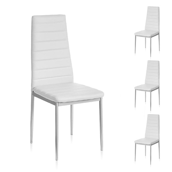 acquista Set 4 Sedie 41x41x96 cm in Similpelle da Interno Bianche