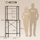 Mobile Sopra Lavatrice 67x40x161,8 cm a 3 Ripiani con Barra Appendiabiti in Legno e Acciaio Marrone e Nero      