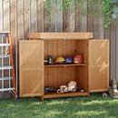 Armadio Porta Attrezzi da Giardino 2 Ripiani in Legno 74x43x88 cm 