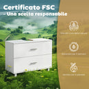 Mobile Sottolavabo Moderno 80x30x60 cm con 2 Cassetti e Intarsio a U in Legno Bianco      
