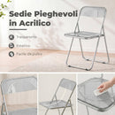 Set 4 Sedie Pieghevoli 47x48x75 cm in Acrilico Trasparenti Grigio      