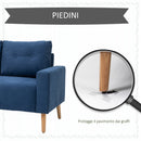 Divano 2 Posti 145x76x88 cm in Tessuto Trapuntato Blu