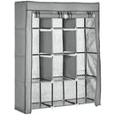 Armadio Salvaspazio con Base Rialzata 125x43x162,5 cm 8 Ripiani e 2 Barre in Tessuto non Tessuto e Acciaio Grigio Chiaro      