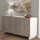 Credenza Carlile Bianco e Grigio Effetto Cemento 150x40x76 h cm in Truciolare bilaminato Marmo