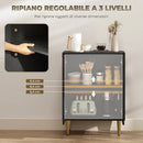 Credenza Moderna 60x40x80 cm con 2 Ante e Ripiano Regolabile con Gambe in Metallo in MDF Nero      