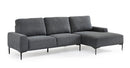Divano 3 posti con Penisola 260x78/135x83 cm  in Fibra di Polipropilene Washington Grigio Scuro