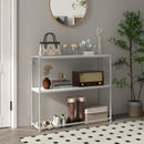Tavolo Consolle da Ingresso con Ripiano Aperto 100x30x87 cm in Acciaio e Truciolato Bianco