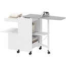 Mobile da Stiro Pieghevole 154x55x87 cm con Ripostiglio Salvaspazio in MDF Bianco      