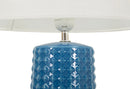 Lampada da Tavolo Gliss Blu Ø30x52 cm in Ceramica e Ferro e Tessuto Blu e Bianco      