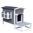 Cuccia da Esterno Rialzata con Balconcino e Tetto Impermeabile in Legno Grigio 83x66.5x74.7 cm 