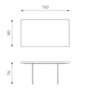 Tavolo Fisso 160x90x76 cm Gambe in Vetro con Top in Rovere Naturale