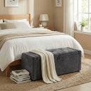 Cassapanca Contenitore 122x48x44 cm Capienza 142L Pouf Seduta Ampia Imbottita Capacità 200 kg in Lino Grigio Scuro      