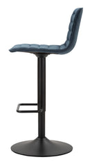 Sgabello Bar High Navy 43x49,5x85,5 cm in Ferro e Compensato e Spugna e Poliestere Nero e Blu      